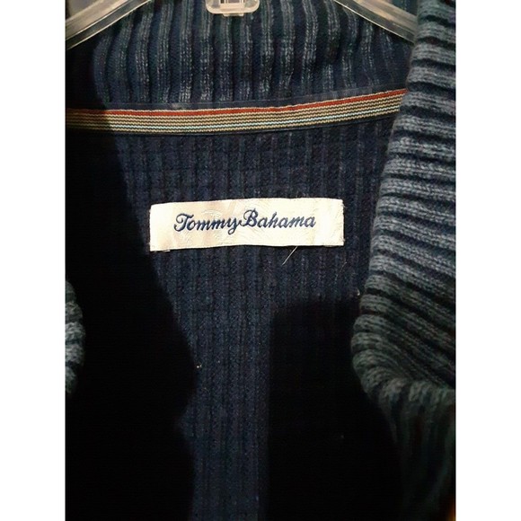 Tommy Bahama Men's Knit Ribbed Jacket Sweater Zip Up Cotton Blue Size XL TG - Picture 5 of 9